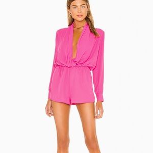 Superdown Kaycie Drape Neck Hot Pink Romper Size XS